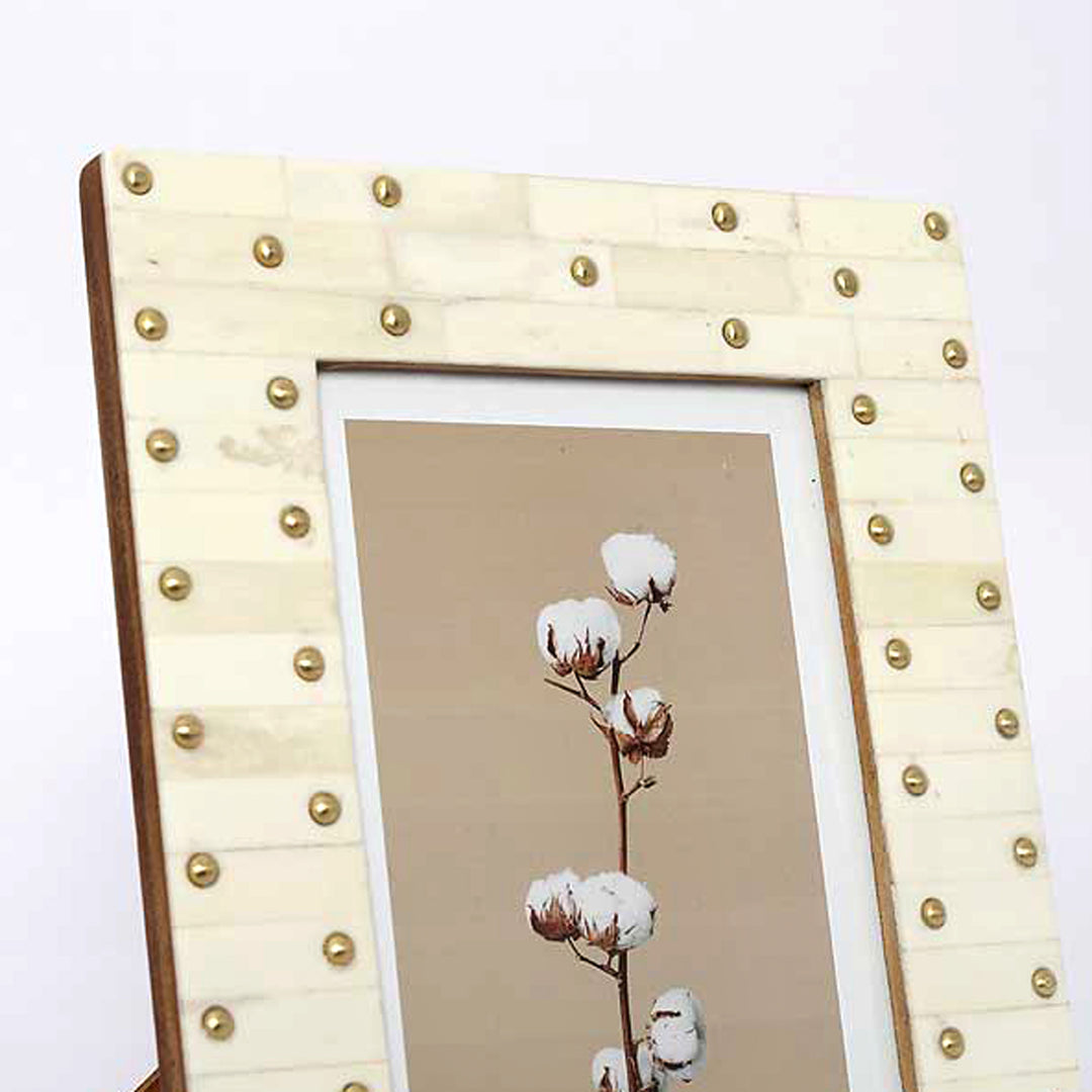 PORTAFOTO BORCHIATO IN OTTONE / OSSO AVORIO / 5X7 / 4 PEZZI PER CONFEZIONE INTERNA / ORDINE MINIMO - 4 PEZZI
