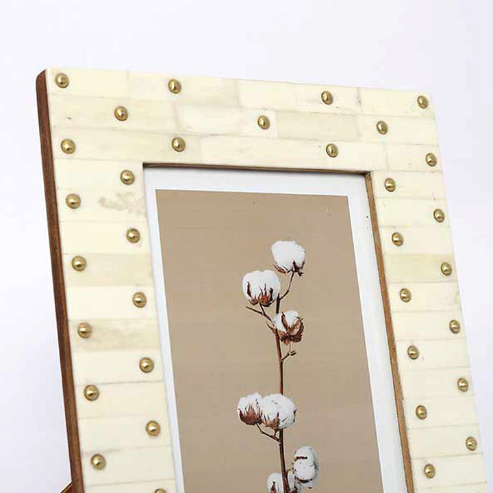PORTAFOTO BORCHIATO IN OTTONE / OSSO AVORIO / 5X7 / 4 PEZZI PER CONFEZIONE INTERNA / ORDINE MINIMO - 4 PEZZI