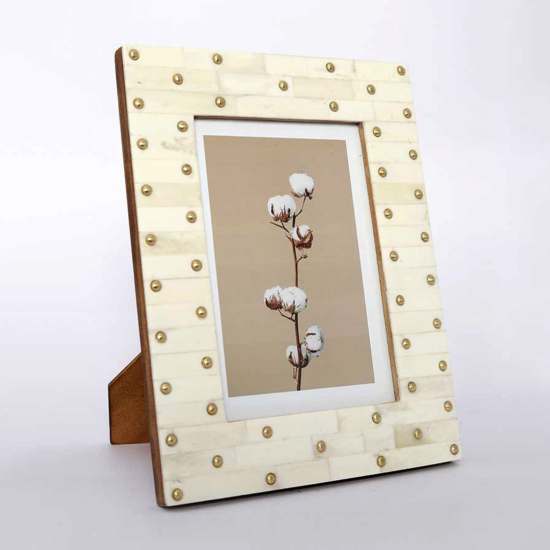 PORTAFOTO BORCHIATO IN OTTONE / OSSO AVORIO / 5X7 / 4 PEZZI PER CONFEZIONE INTERNA / ORDINE MINIMO - 4 PEZZI