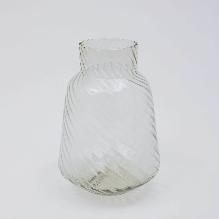 Clear Optic Swirl Lantern with Marble Glass Vase