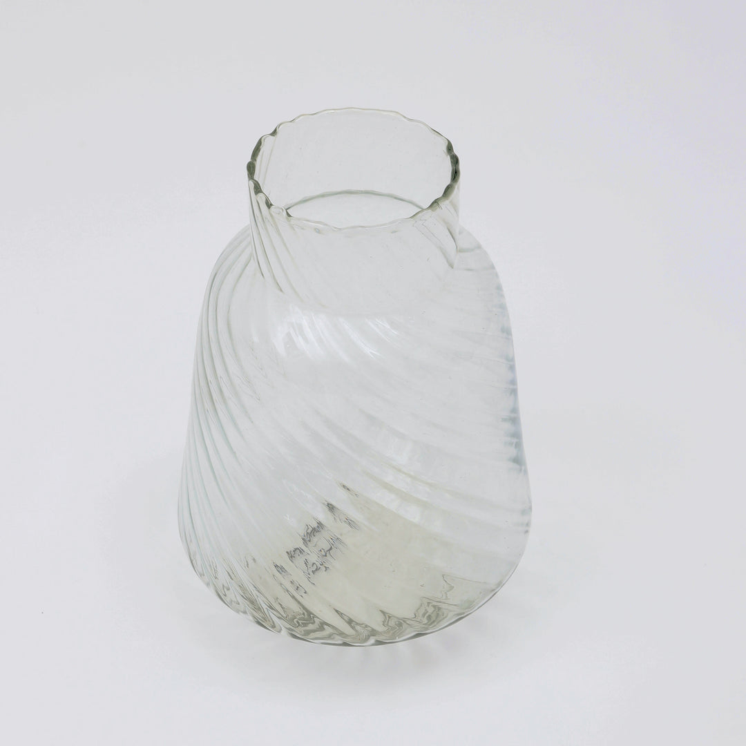 Clear Optic Swirl Lantern with Marble Glass Vase