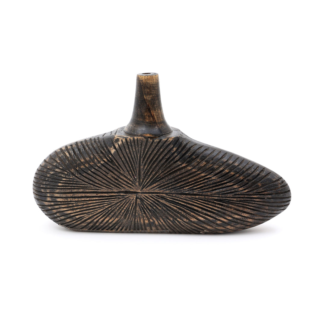VINTAGE RECLAIMED WOOD VASS POT IN BLACK PATINA FINISH
