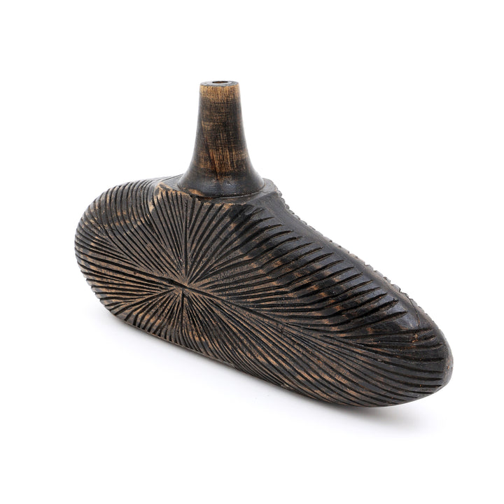 VINTAGE RECLAIMED WOOD VASS POT IN BLACK PATINA FINISH