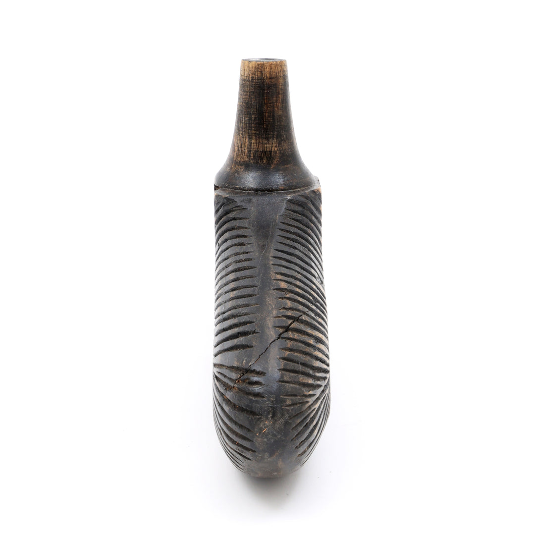VINTAGE RECLAIMED WOOD VASS POT IN BLACK PATINA FINISH