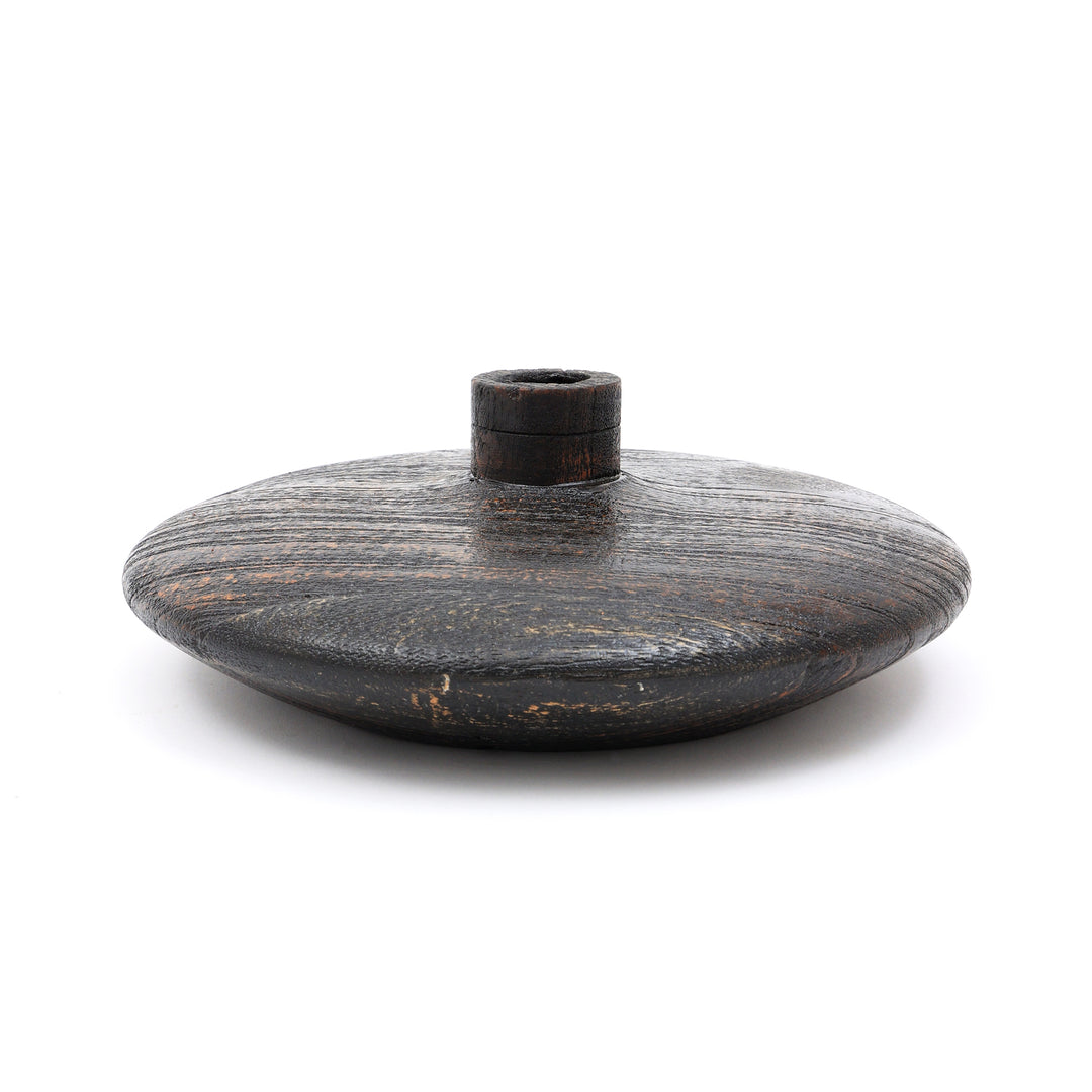 RECLAIME WOOD VASE POT N BLACK PATINA FINISH - SMALL