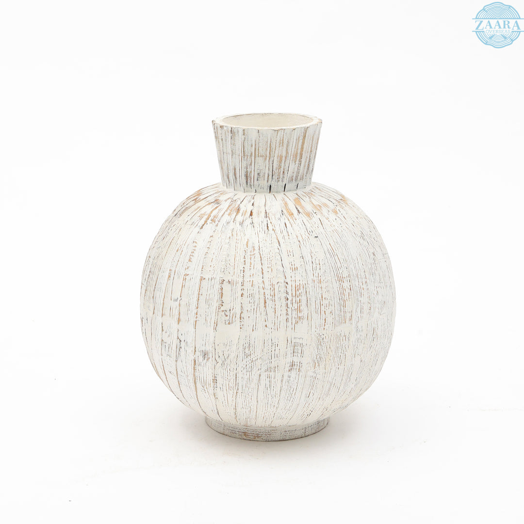 Wooden Round Vase – Natural Elegance for Floral Displays - Small