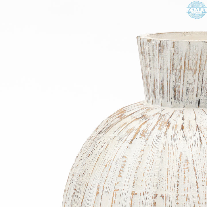 Wooden Round Vase – Natural Elegance for Floral Displays - Small