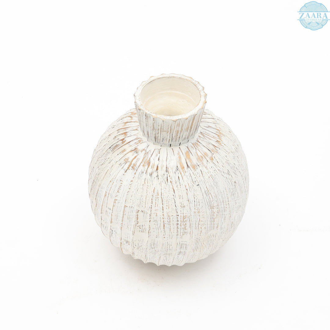 Wooden Round Vase – Natural Elegance for Floral Displays - Small