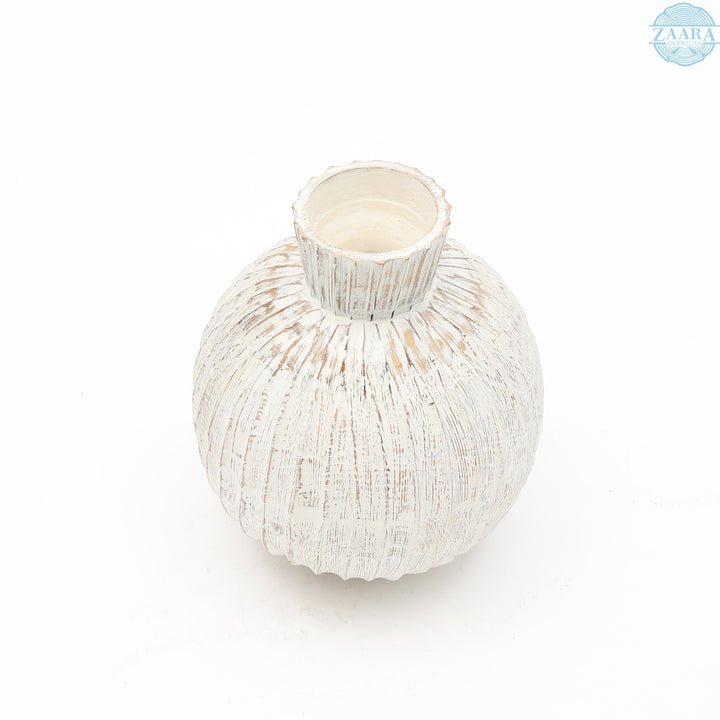 Wooden Round Vase – Natural Elegance for Floral Displays - Small