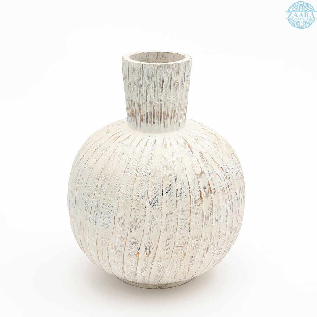 Vase Rond en Bois – Élégance Naturelle pour Présentations Florales - Grand
