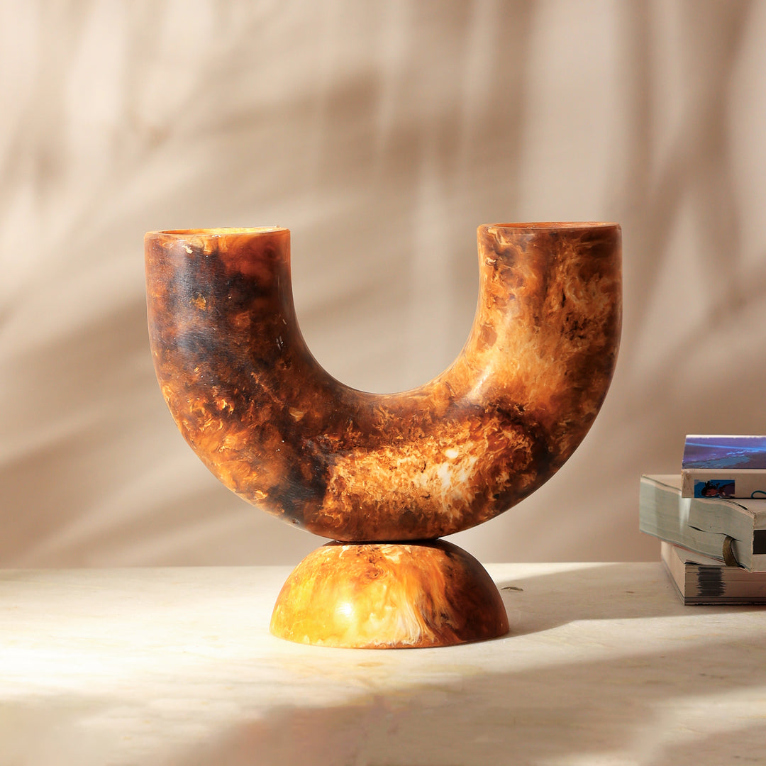 Resin Vase in Candelabra Design – Elegant & Unique Decorative Accent