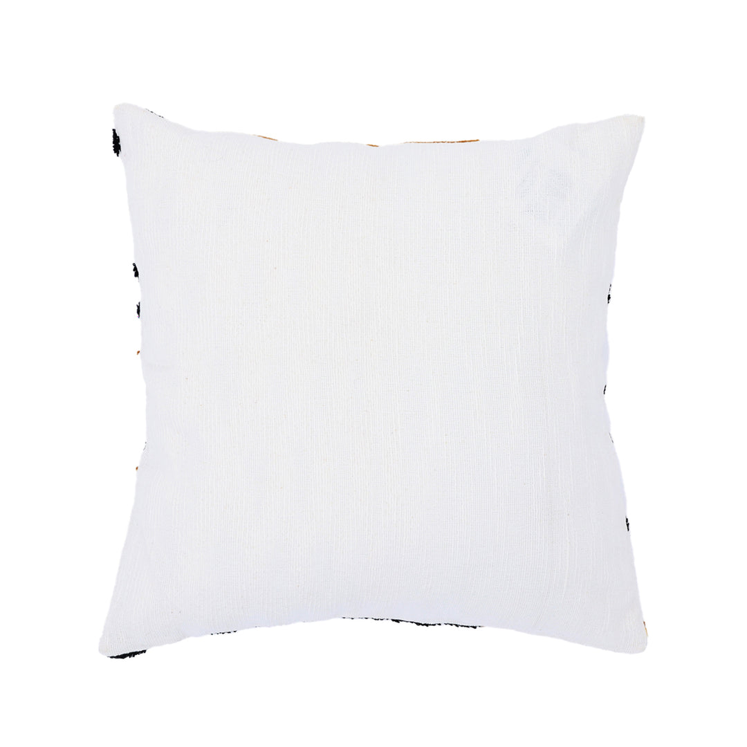 Coussin motif labyrinthe 100 % coton avec rembourrage.