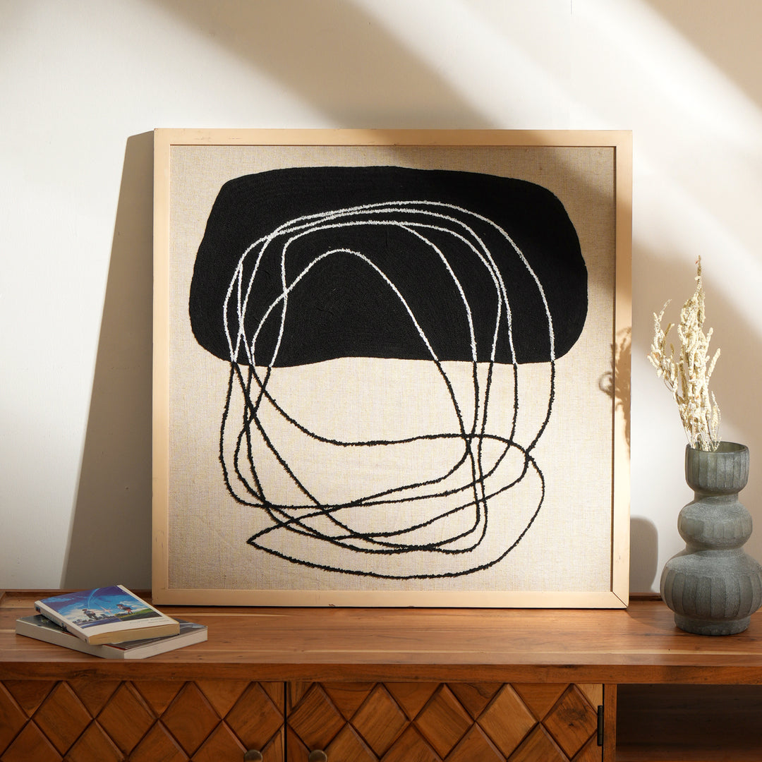 Cotton Wall Art With Tufted Embroidery And Wooden FrameOSR-5688