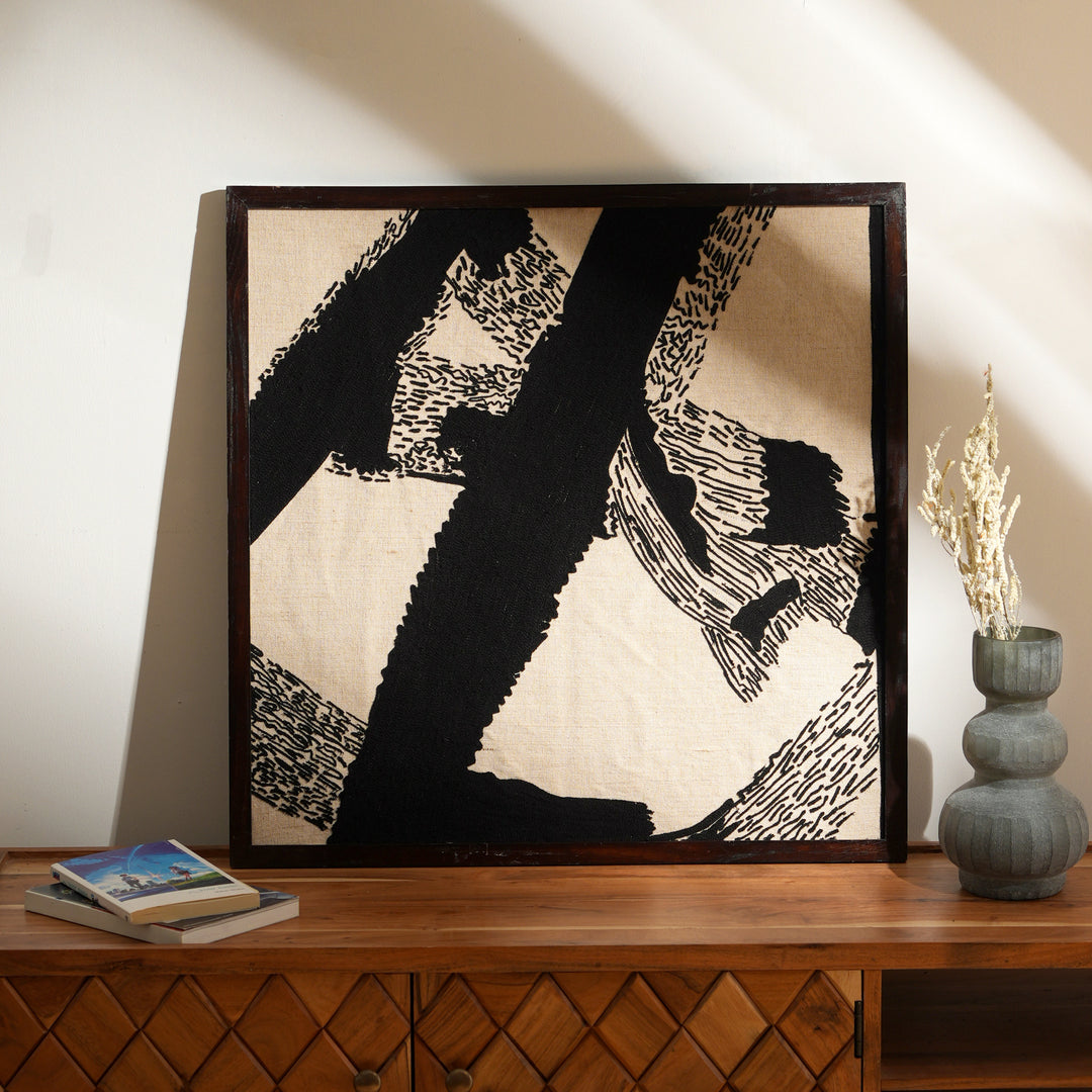 Cotton Wall ART With Tufted Embroidery and Wooden Frame OSR-5691
