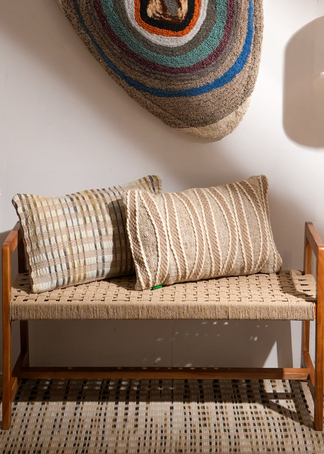 Handmade Woolen Cushion Cover – Yarn-Dyed with Artistic Design - NH - CUS - 034