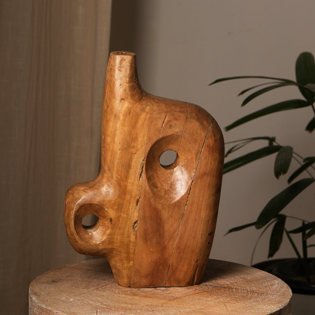 SR-033HERGEBRUIKT HOUT VASS POT IN BLEEKAFWERKING