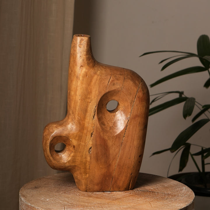 SR-033HERGEBRUIKT HOUT VASS POT IN BLEEKAFWERKING