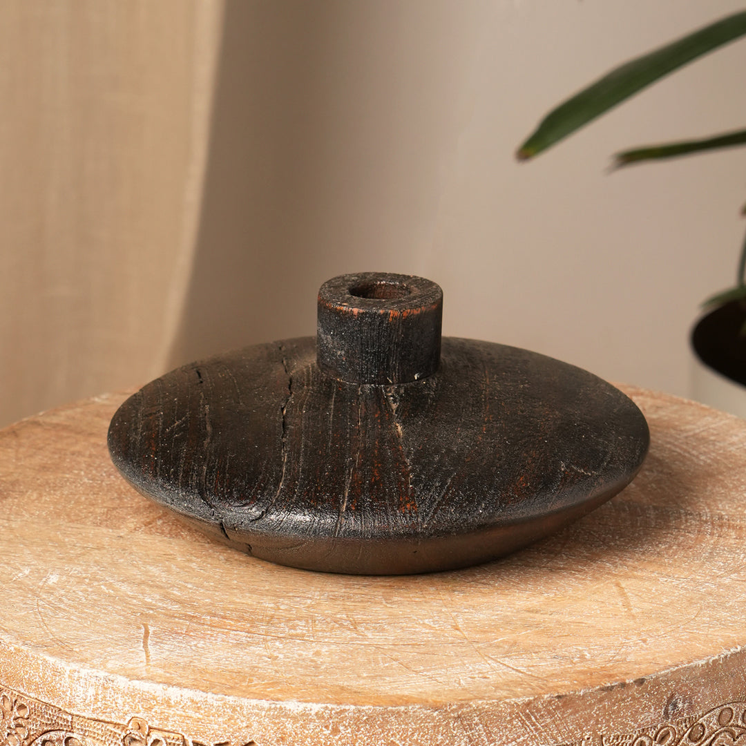 Reclaime Houten Vaas Pot N Zwarte Patina Afwerking - Groot