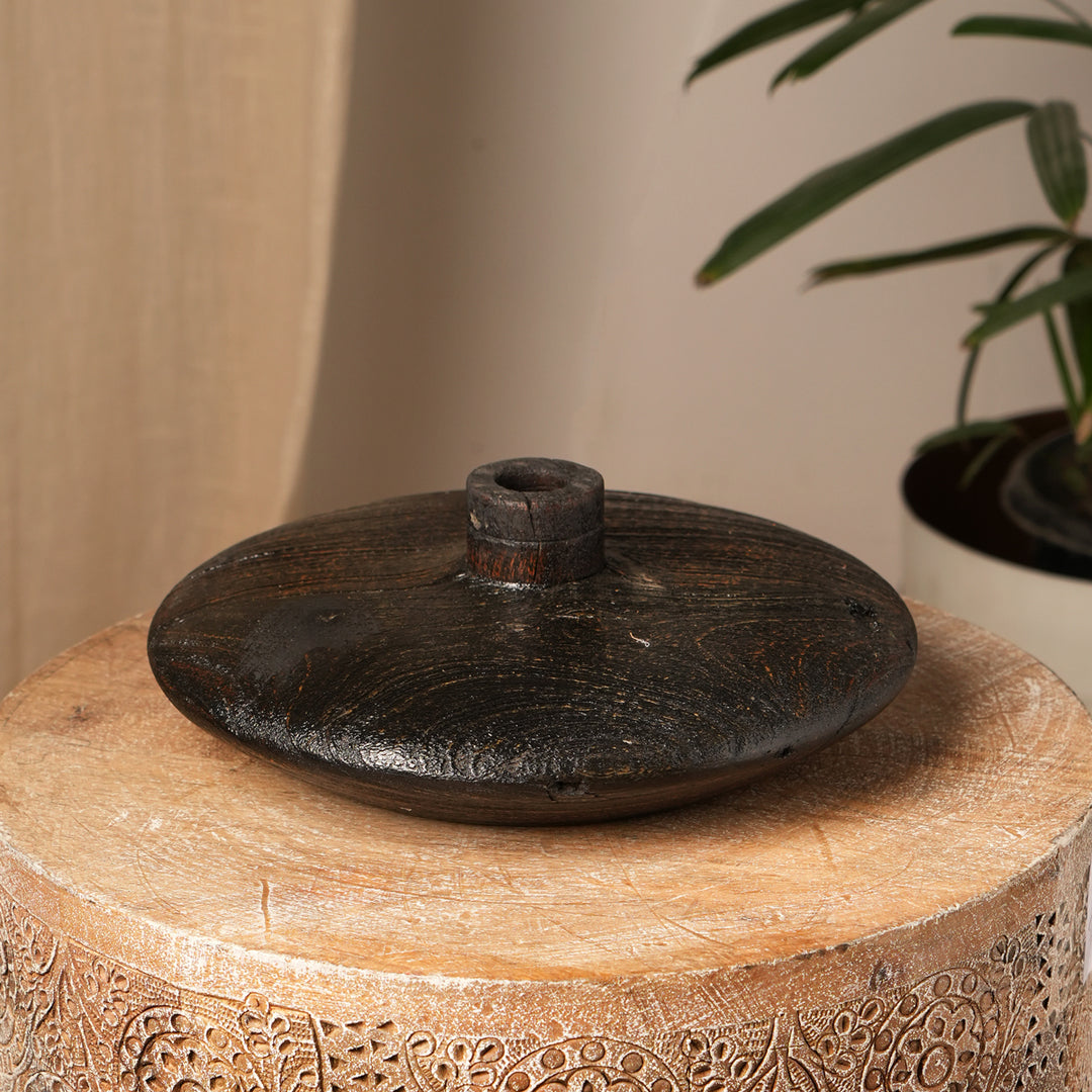 RECLAIME WOOD VASE POT N BLACK PATINA FINISH - SMALL