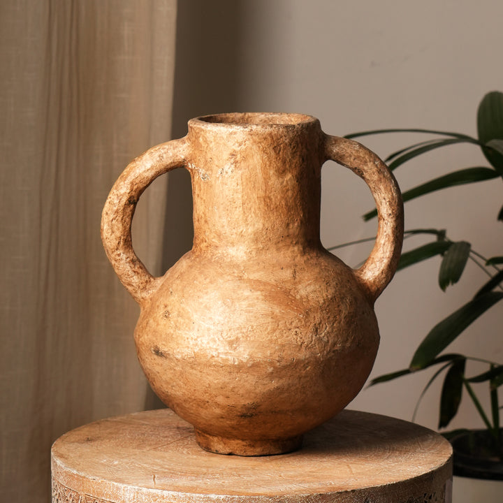 Vieux pot en papier désordonné au fini rustiqueSR-046