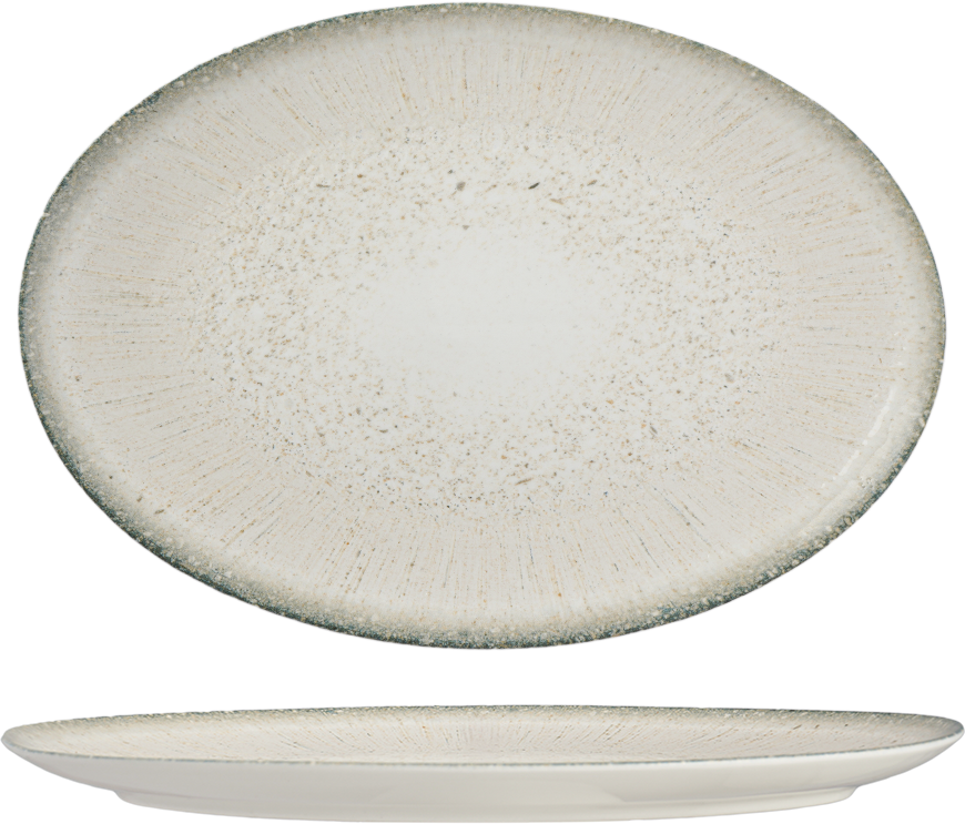 Ariane Iris Grey Oval Platter with Foot 32CM – Set of 6 | Porcelain Tableware for Hotels & Restaurants
