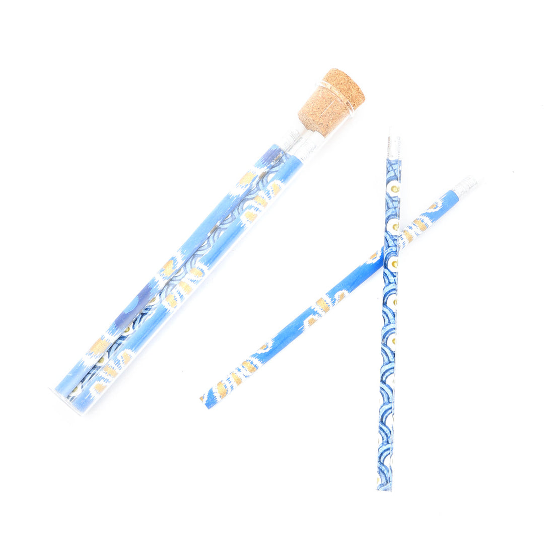 Ensemble de 5 crayons en papier coton recyclé sérigraphiés dans un tube en verre – Outils d'écriture écologiques - RPP.PNCL.119