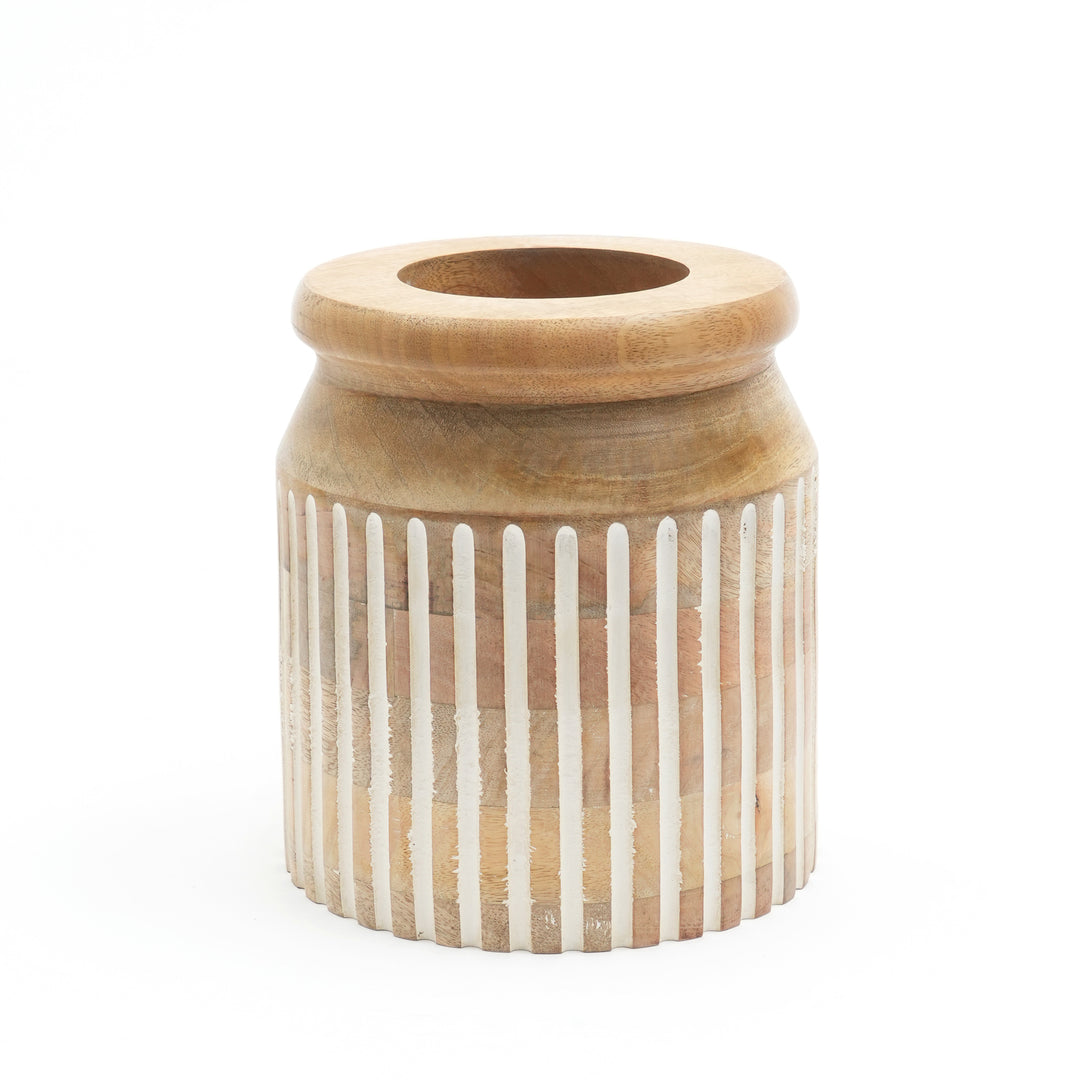 Wooden Decorative Vase – Rustic and Elegant Home Accent (2808-21)
