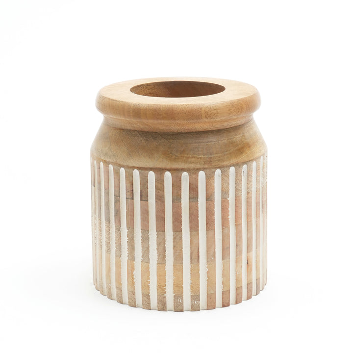 Wooden Decorative Vase – Rustic and Elegant Home Accent (2808-21)