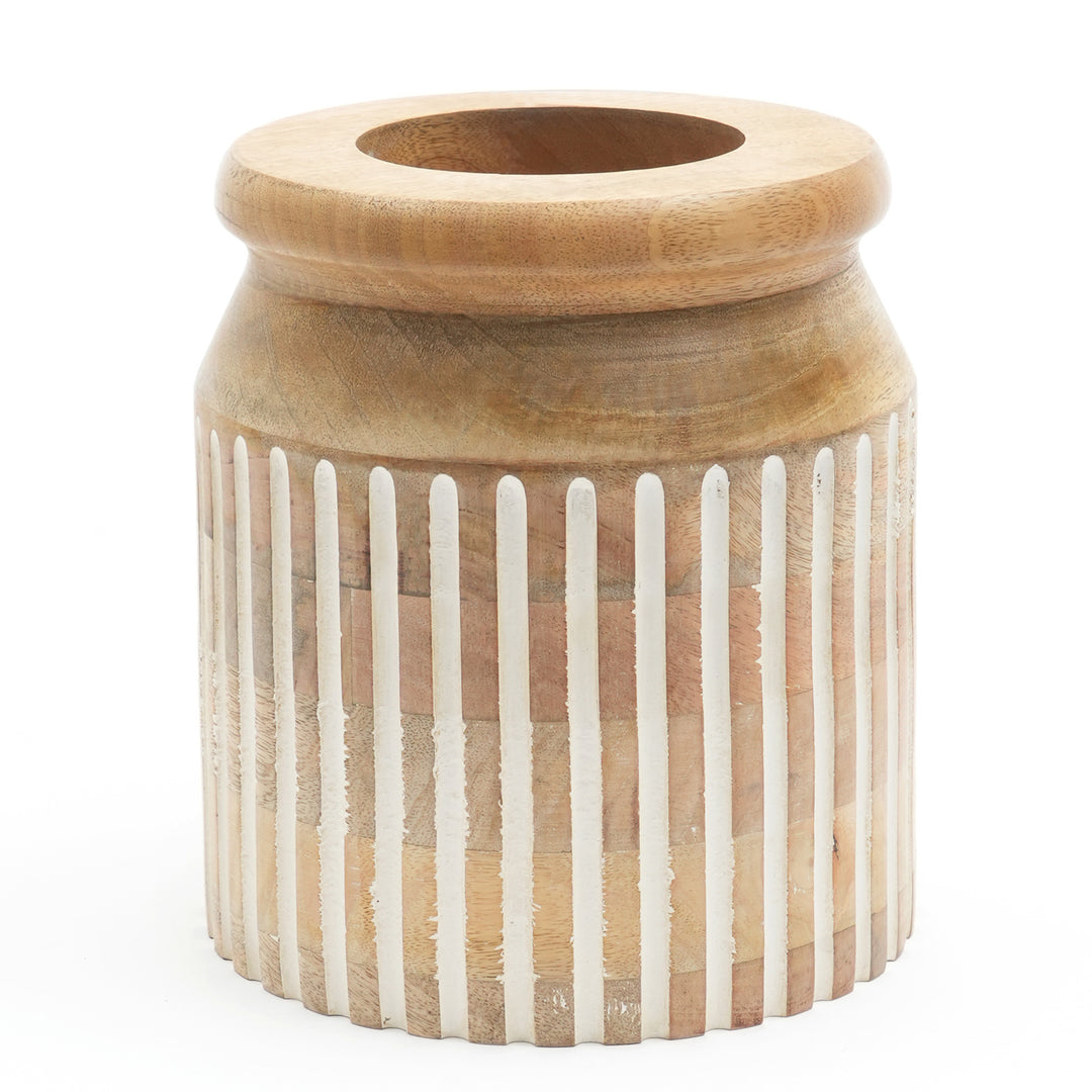 Wooden Decorative Vase – Rustic and Elegant Home Accent (2808-21)