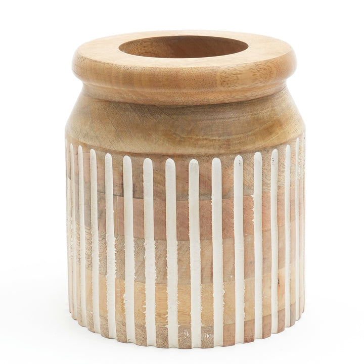 Wooden Decorative Vase – Rustic and Elegant Home Accent (2808-21)