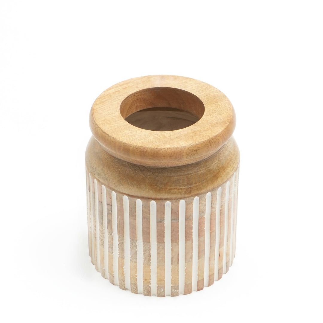 Wooden Decorative Vase – Rustic and Elegant Home Accent (2808-21)