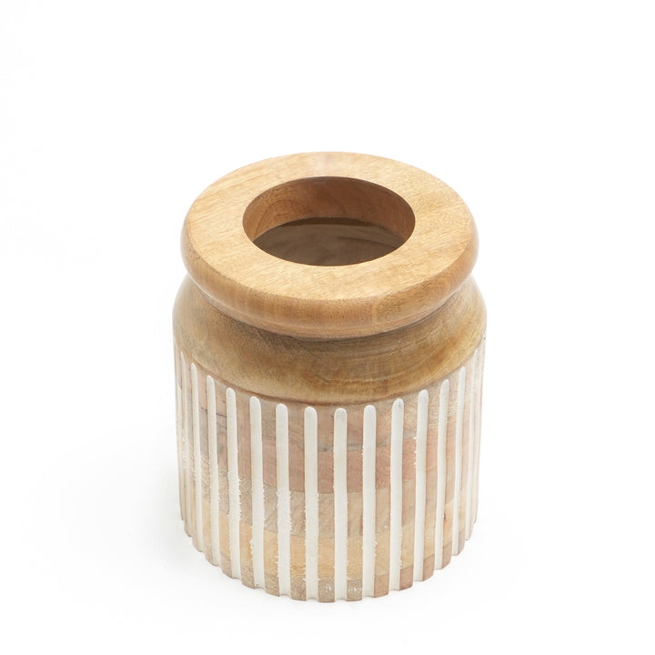 Wooden Decorative Vase – Rustic and Elegant Home Accent (2808-21)