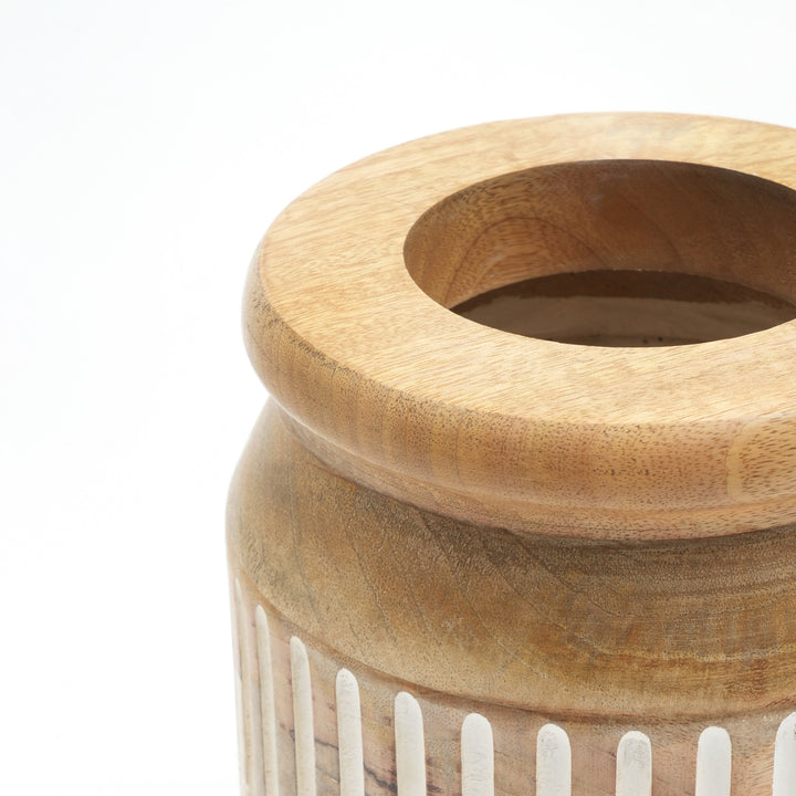 Wooden Decorative Vase – Rustic and Elegant Home Accent (2808-21)
