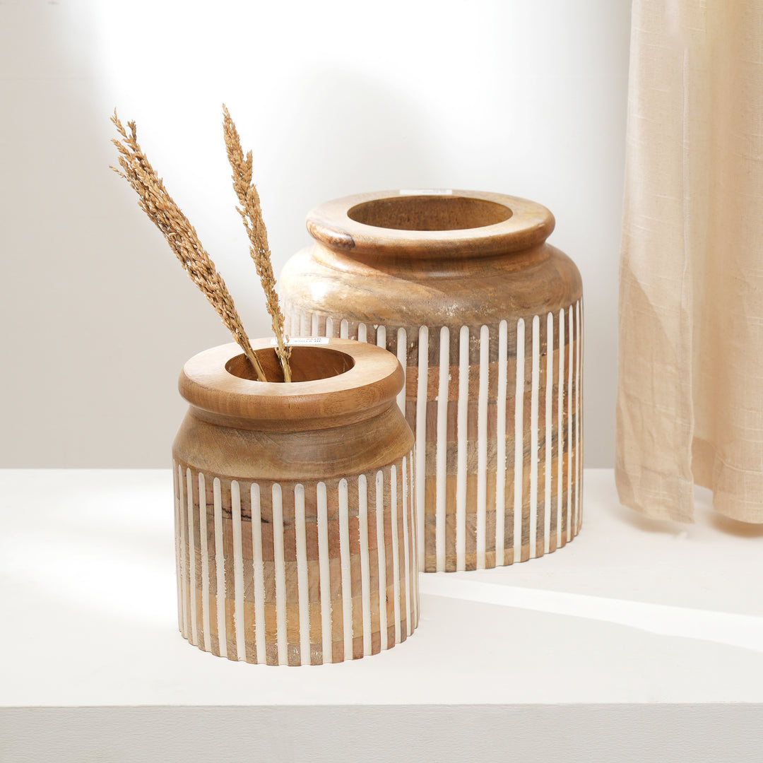 Wooden Decorative Vase – Rustic and Elegant Home Accent (2808-21)