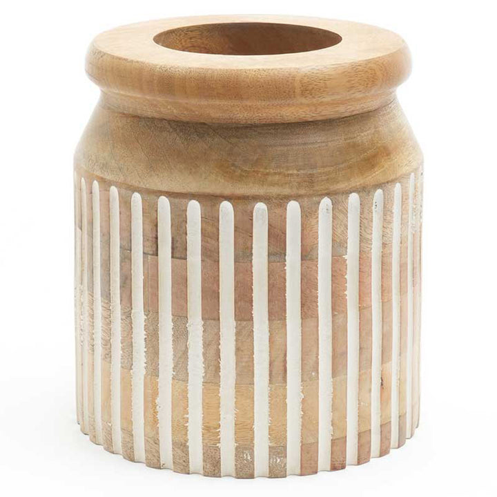 Wooden Decorative Vase – Rustic and Elegant Home Accent - 2808-22