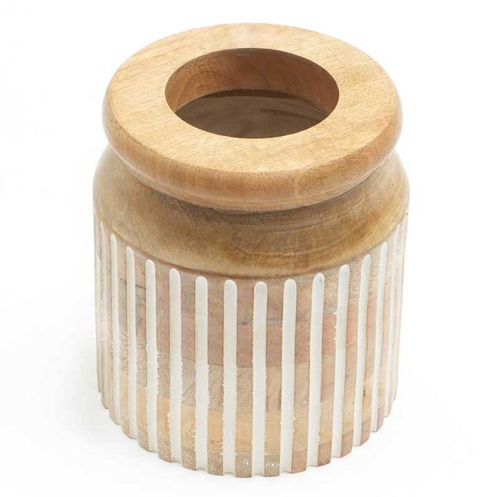 Wooden Decorative Vase – Rustic and Elegant Home Accent - 2808-22