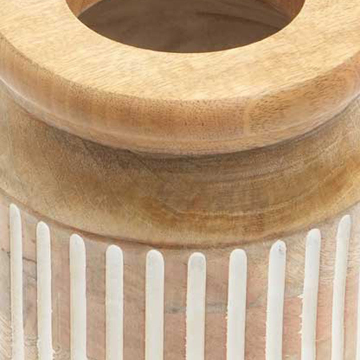 Wooden Decorative Vase – Rustic and Elegant Home Accent - 2808-22