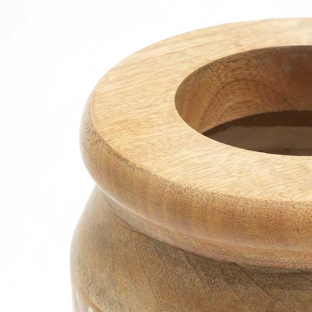 Wooden Decorative Vase – Rustic and Elegant Home Accent - 2808-22