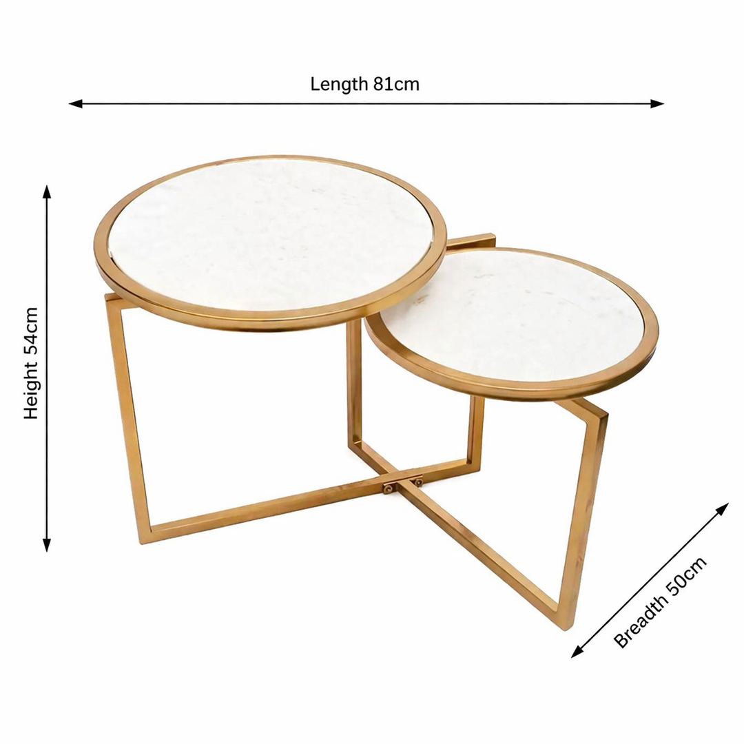 2 Tier Round Table With Marble Top