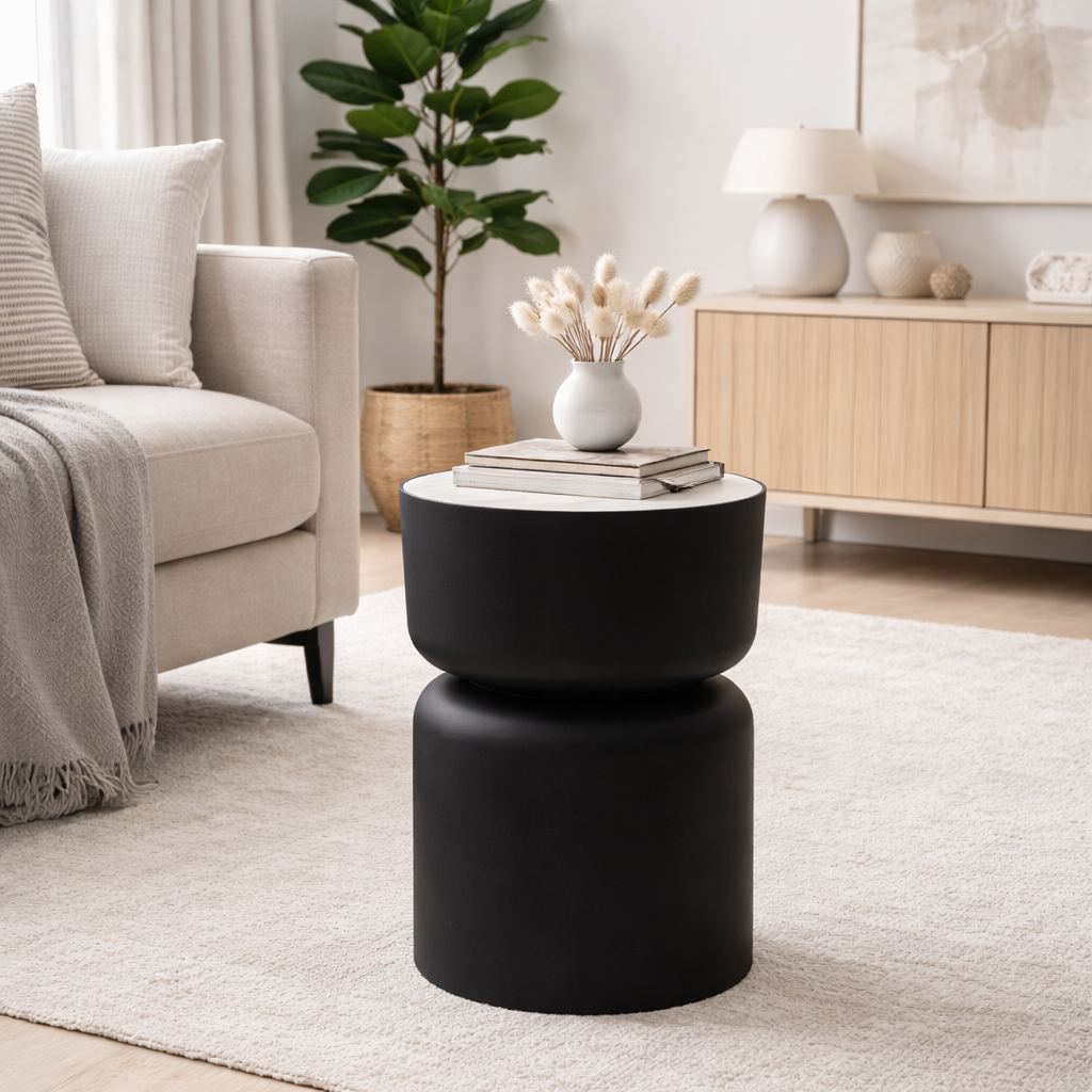 Drum Table with Marble top