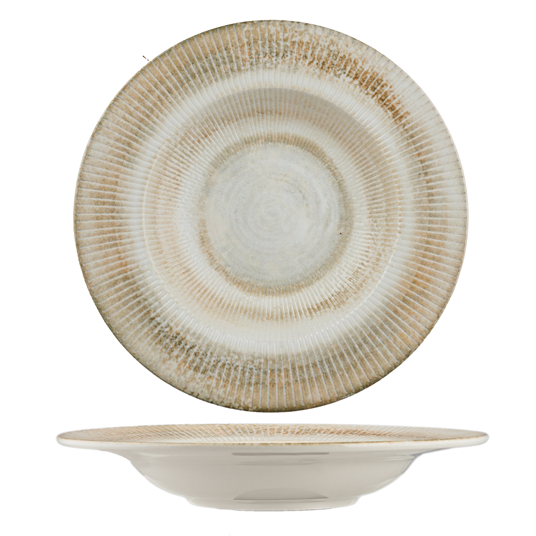 Paros Shell Sand Deep Porcelain Plate 26cm | Pasta, Soup & Salad Plate | Professional Hospitality Tableware