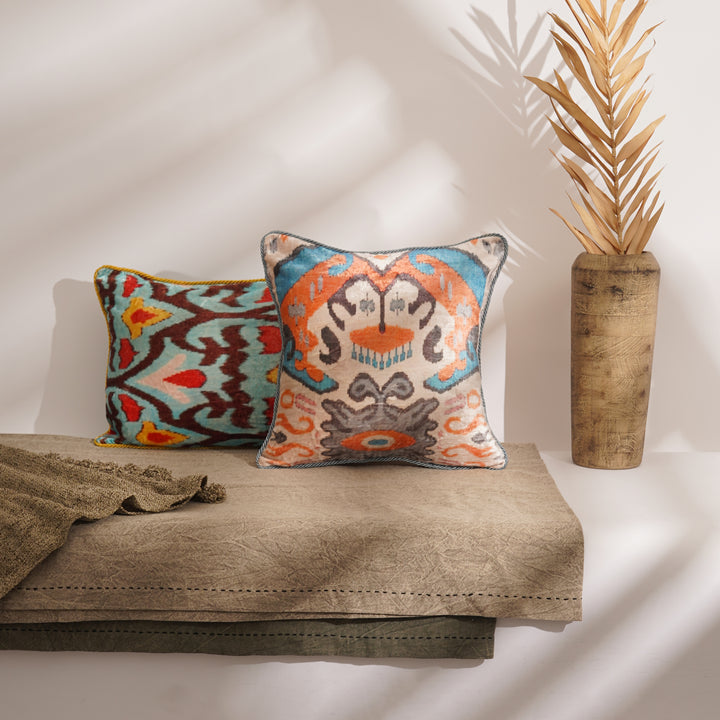 HOUSSE DE COUSSIN IMPRIMÉE EN COTON VISCOSE AVEC PIPING - DELHI-1156