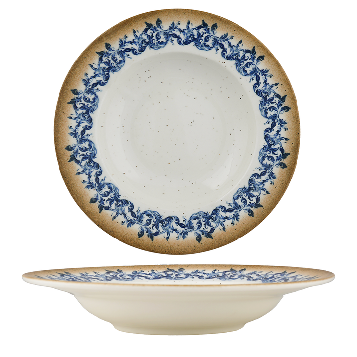 Cruise Amalfi Deep Porcelain Plate 23cm – Set of 12 | Mediterranean Pasta & Soup Plate | Professional Hospitality Tableware