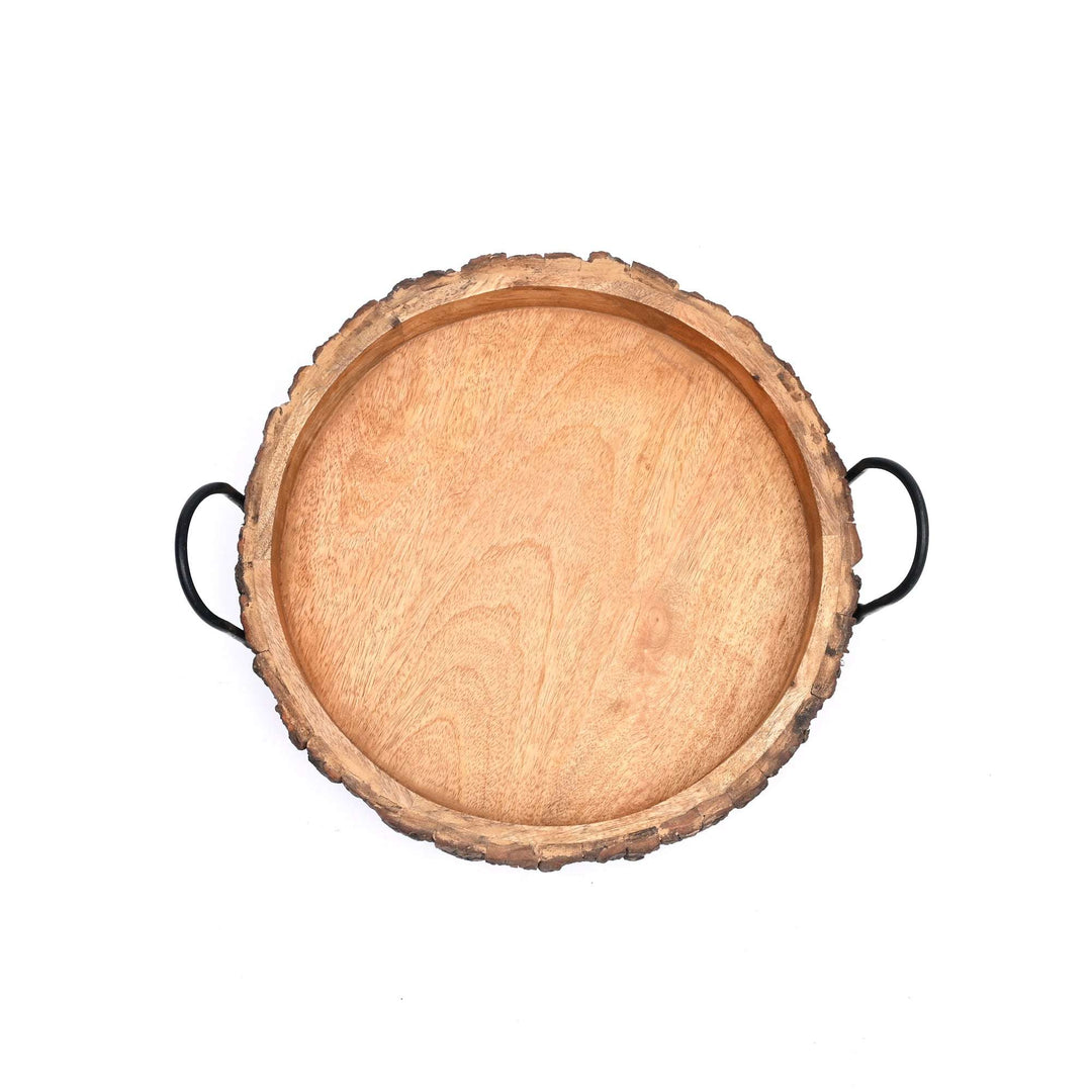 Bark Tray with Iron Handle – Rustic Elegance