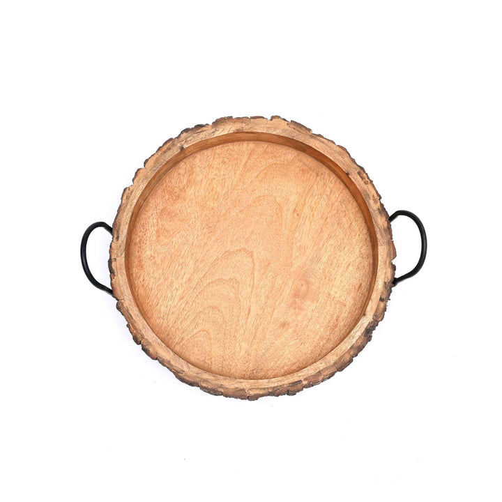 Bark Tray with Iron Handle – Rustic Elegance
