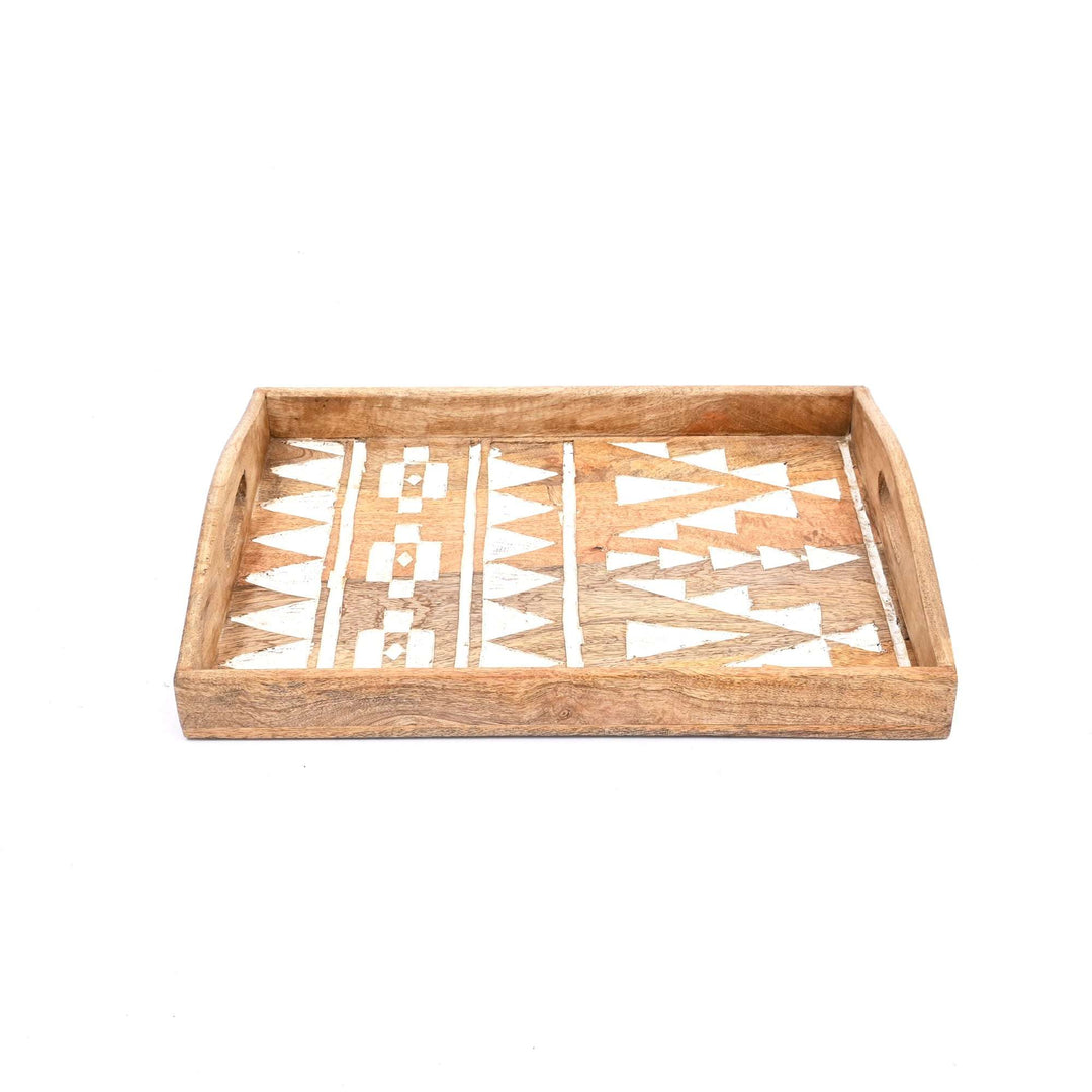 Matterhorn Carved Tray Set of 3 – White Finish