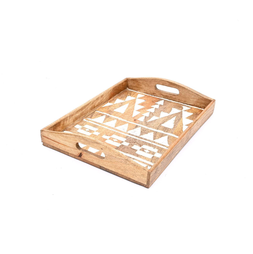 Matterhorn Carved Tray Set of 3 – White Finish