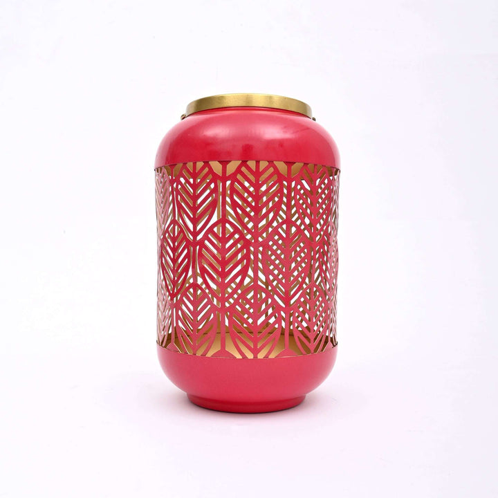 Round Metal Lantern with Scroll Cut-Outs – Decorative Candle Holder
