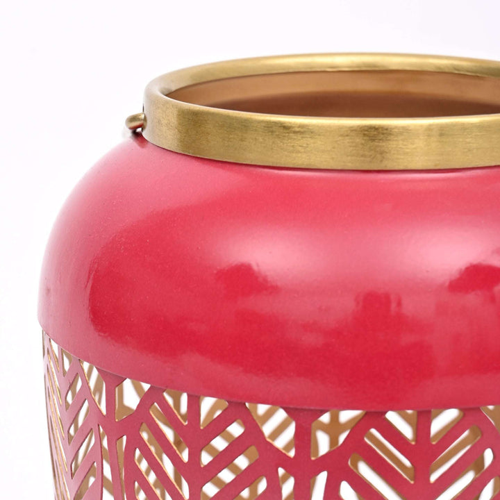 Round Metal Lantern with Scroll Cut-Outs – Decorative Candle Holder
