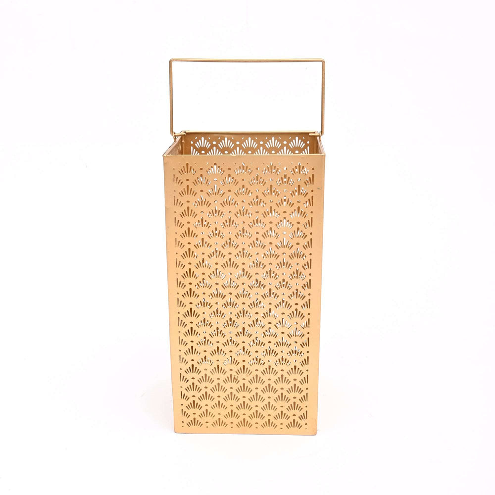 Metal Jali Lantern with Handle – Vintage Hanging Candle Holder